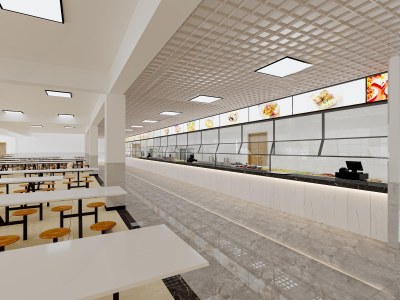 现代食堂3D模型下载